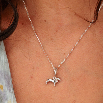 Silver Sausage Dog Charm