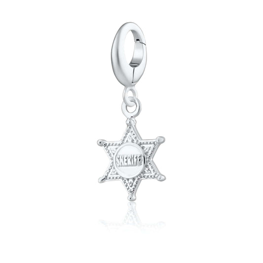 Silver Sheriff Badge Charm