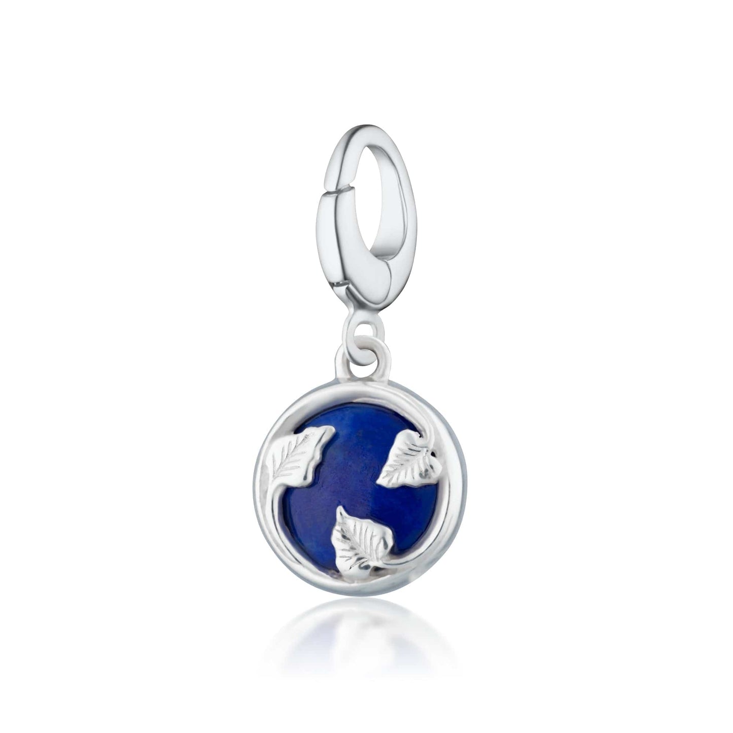 Silver Blue Lapis Wisdom Healing Stone Charm Back View - Lily Charmed