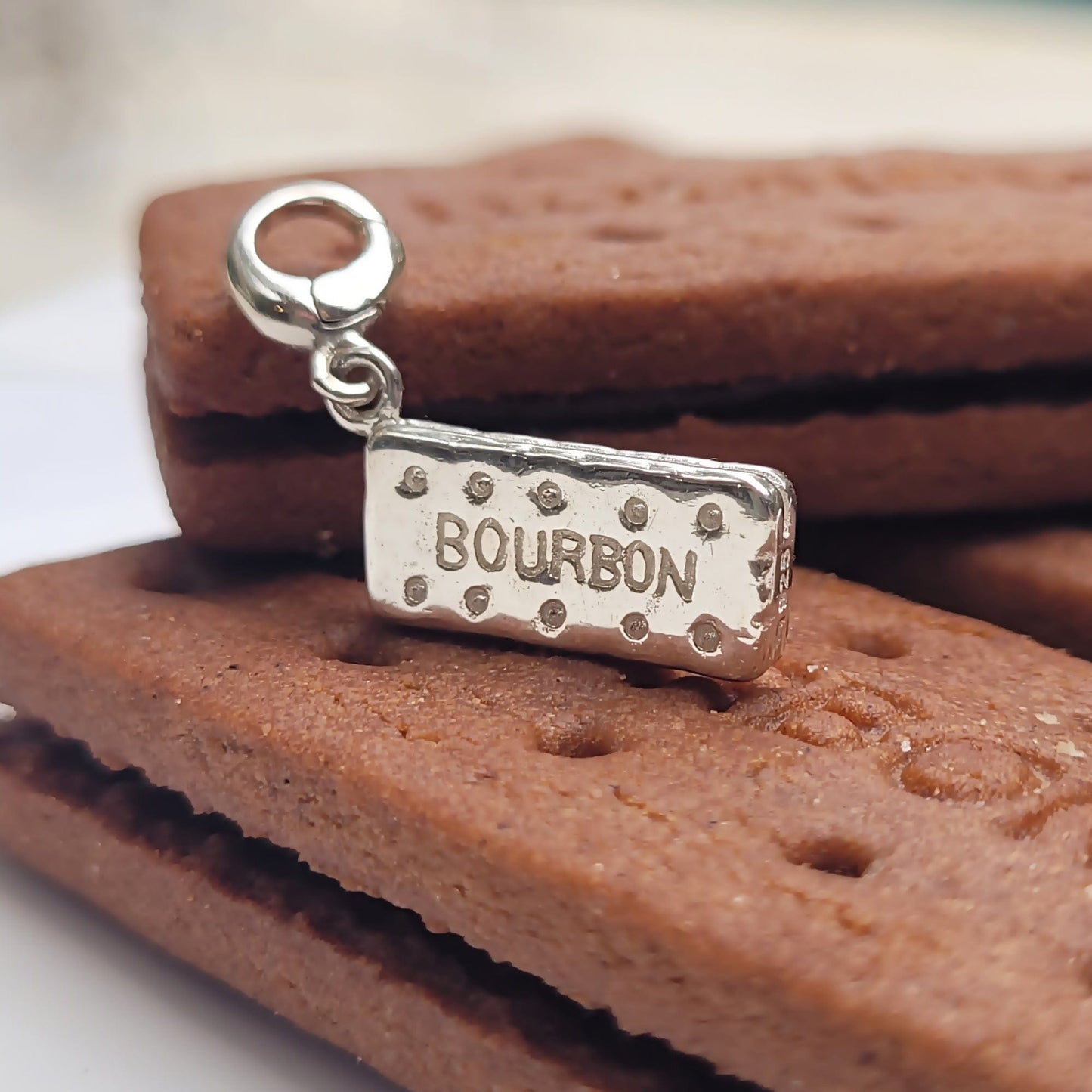 Silver Bourbon Biscuit Charm | Silver Biscuit Jewellery | Lily Charmed