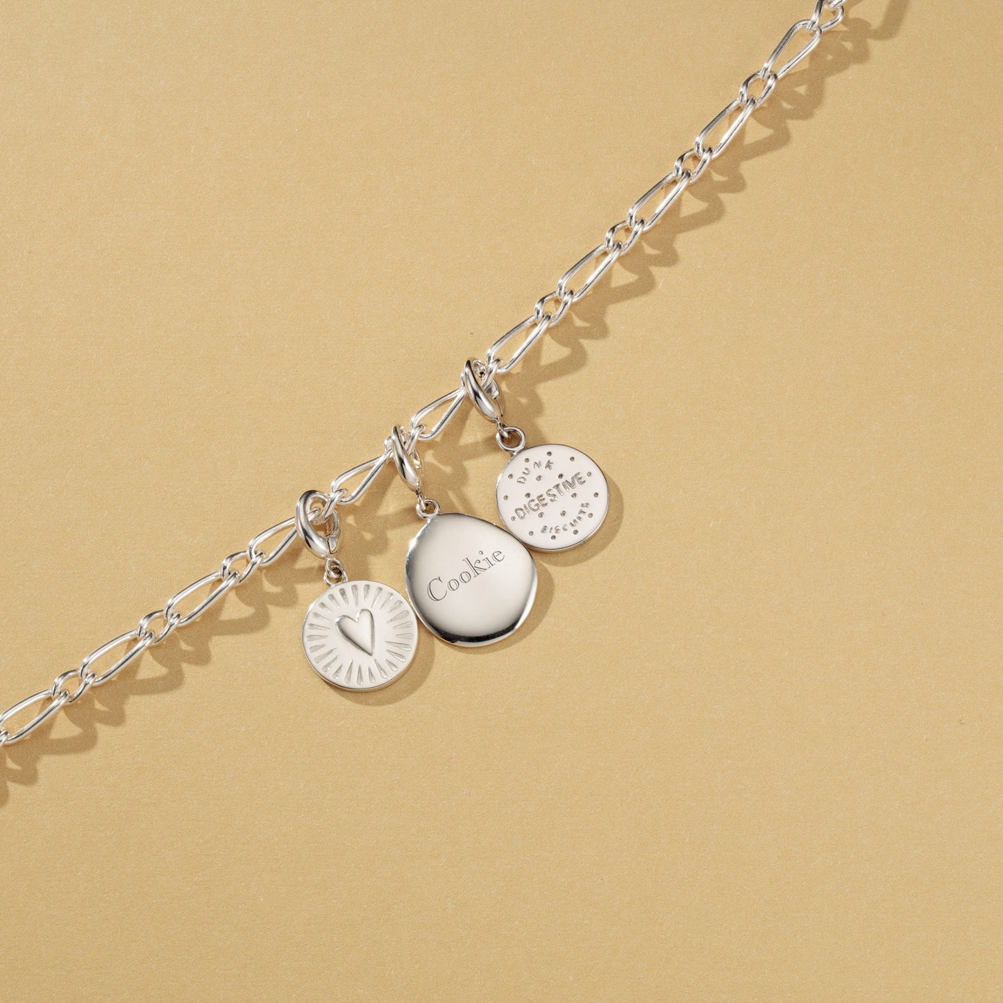 Engraved Silver Pebble Charm (Medium)