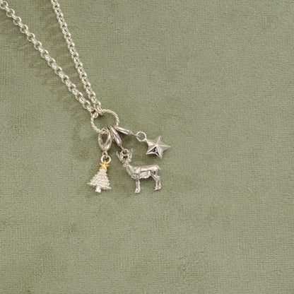 Silver Christmas Reindeer Charm