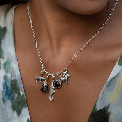 Silver Crocodile Charm on Necklace| Animal Charms | Lily Charmed