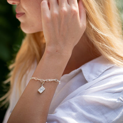 Silver Custard Cream Biscuit Charm on Bracelet - Lily Charmed