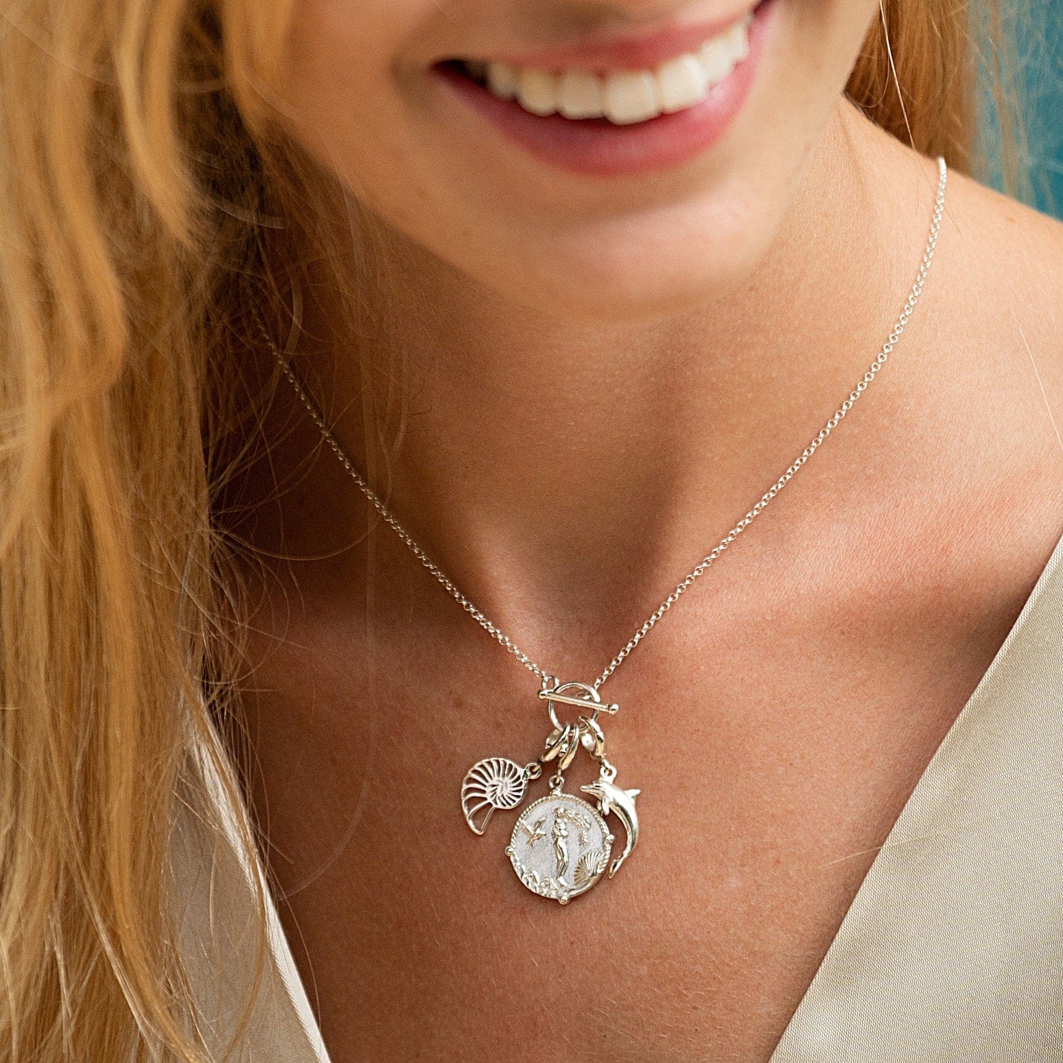 Silver Dolphin Charm on Necklace - Lily Charmed