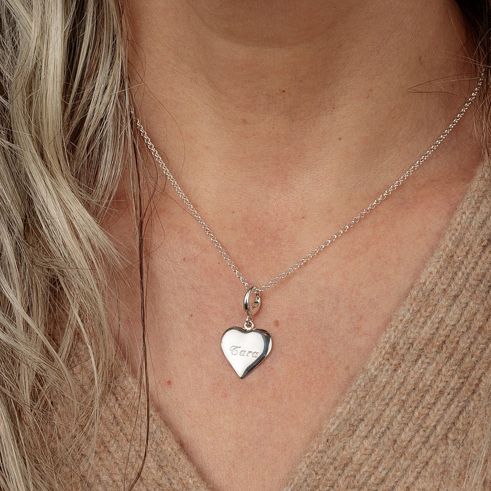 Engravable Silver Heart Charm (Medium)