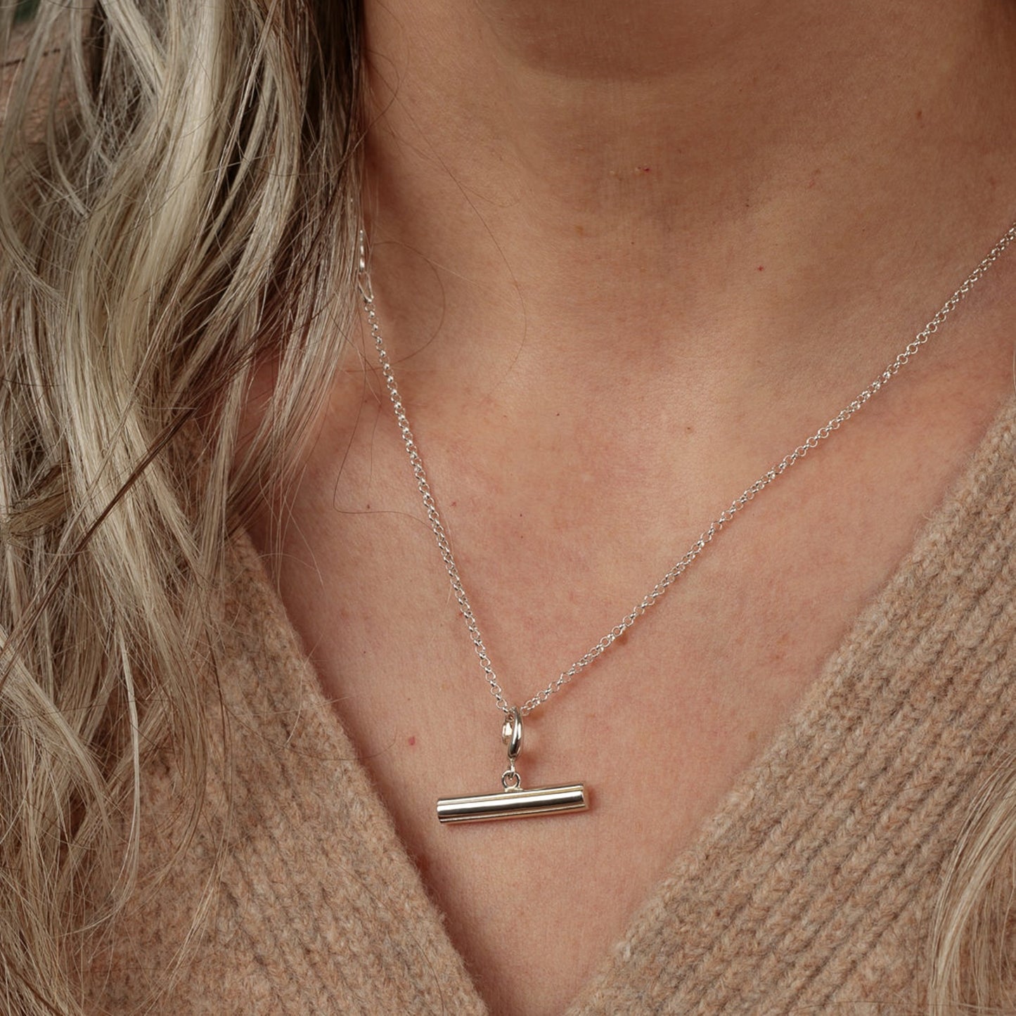 Engravable Silver T Bar Charm