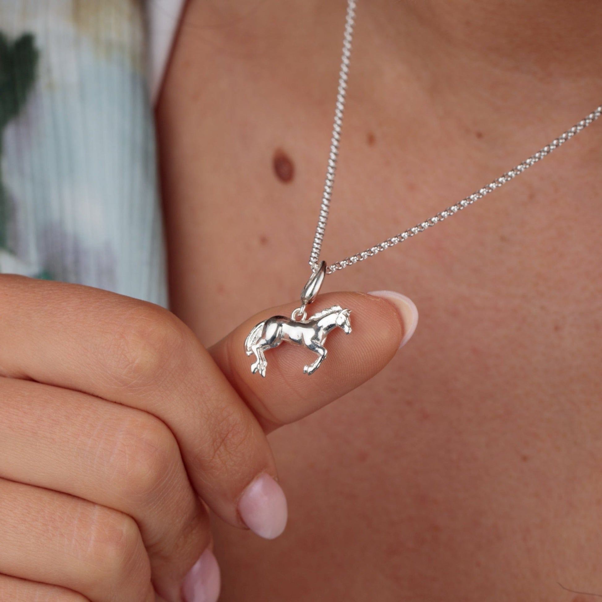 Silver Horse Charm on Necklace | Animal Charms by  Lily Charmed