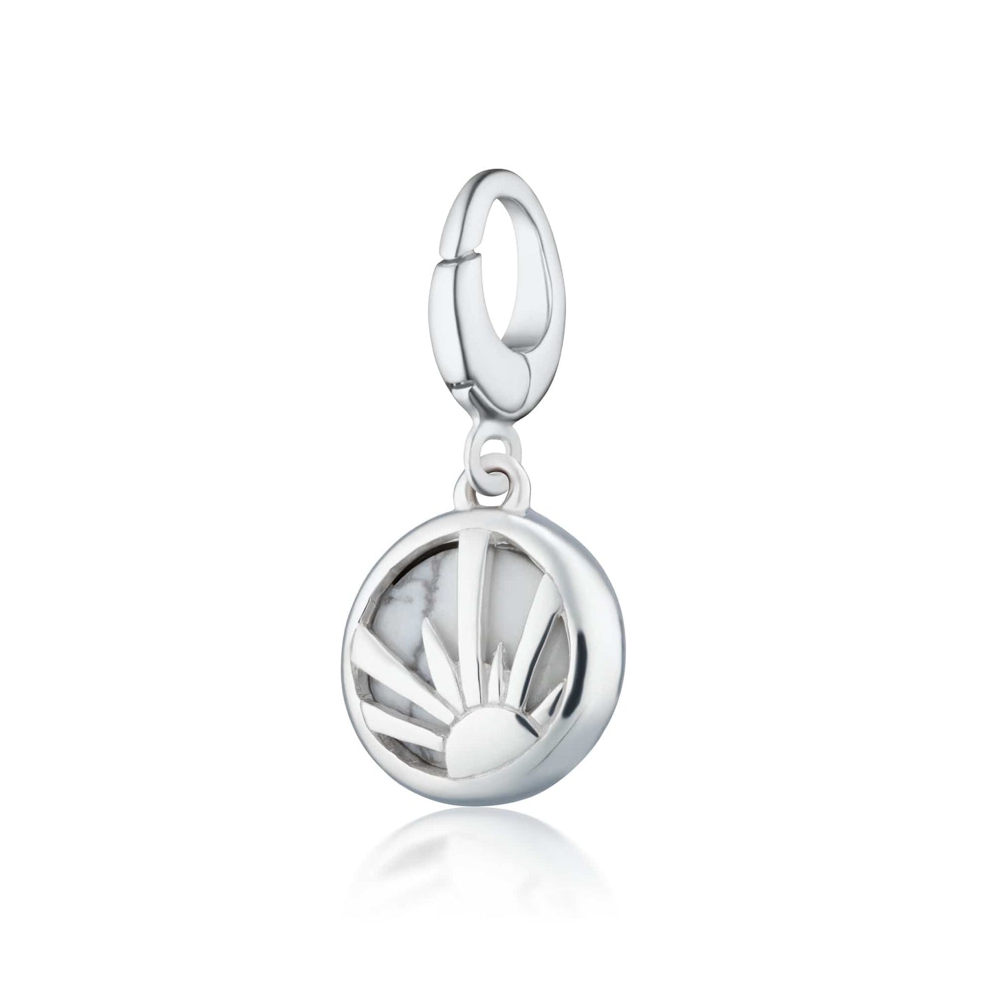 Silver Howlite Positive Thought Healing Stone Charm Back View - Lily Charmed