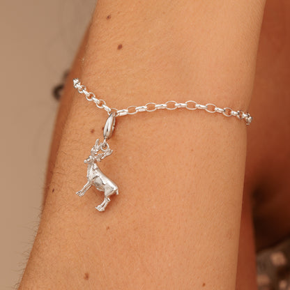 Silver Christmas Reindeer Charm