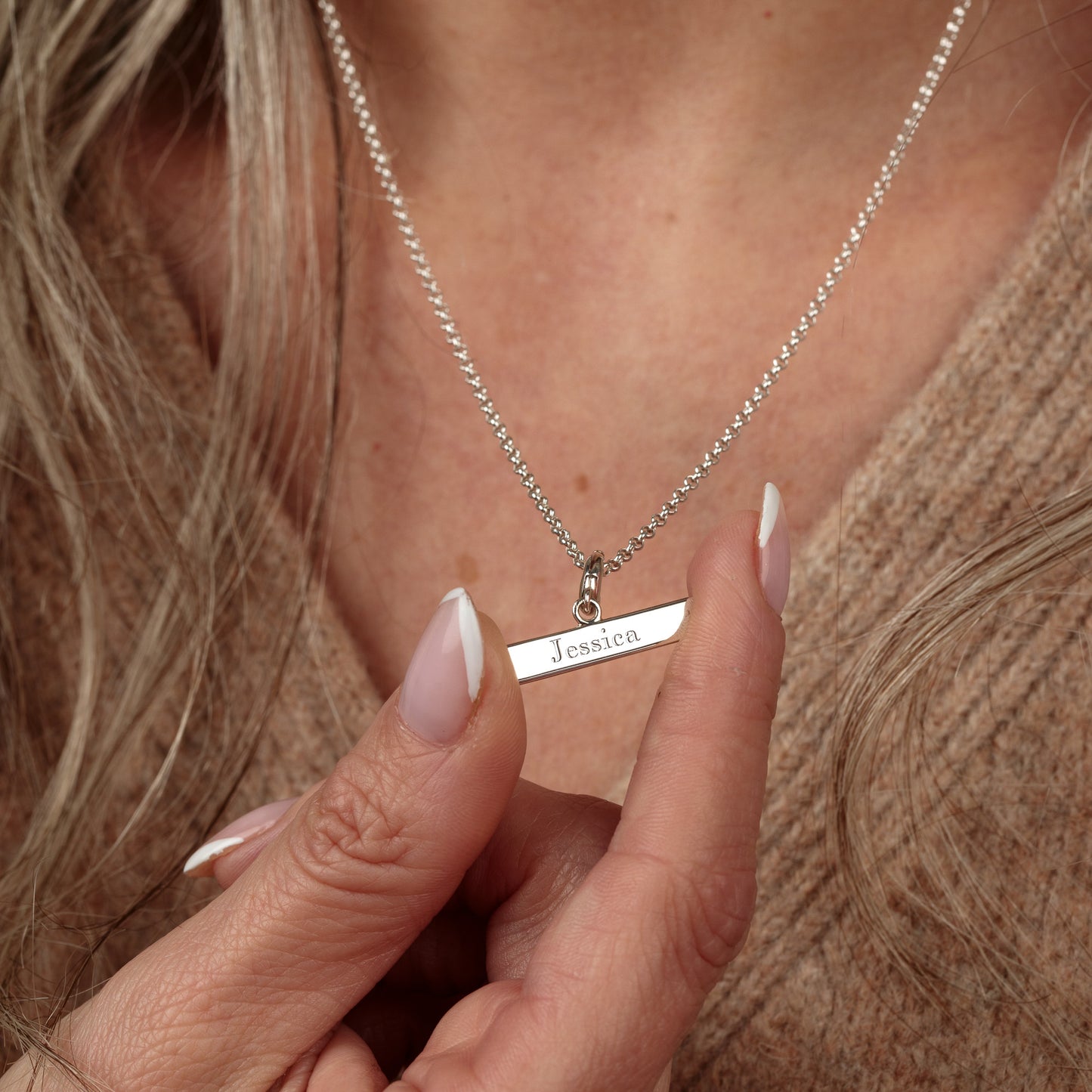 Engravable Silver T Bar Charm