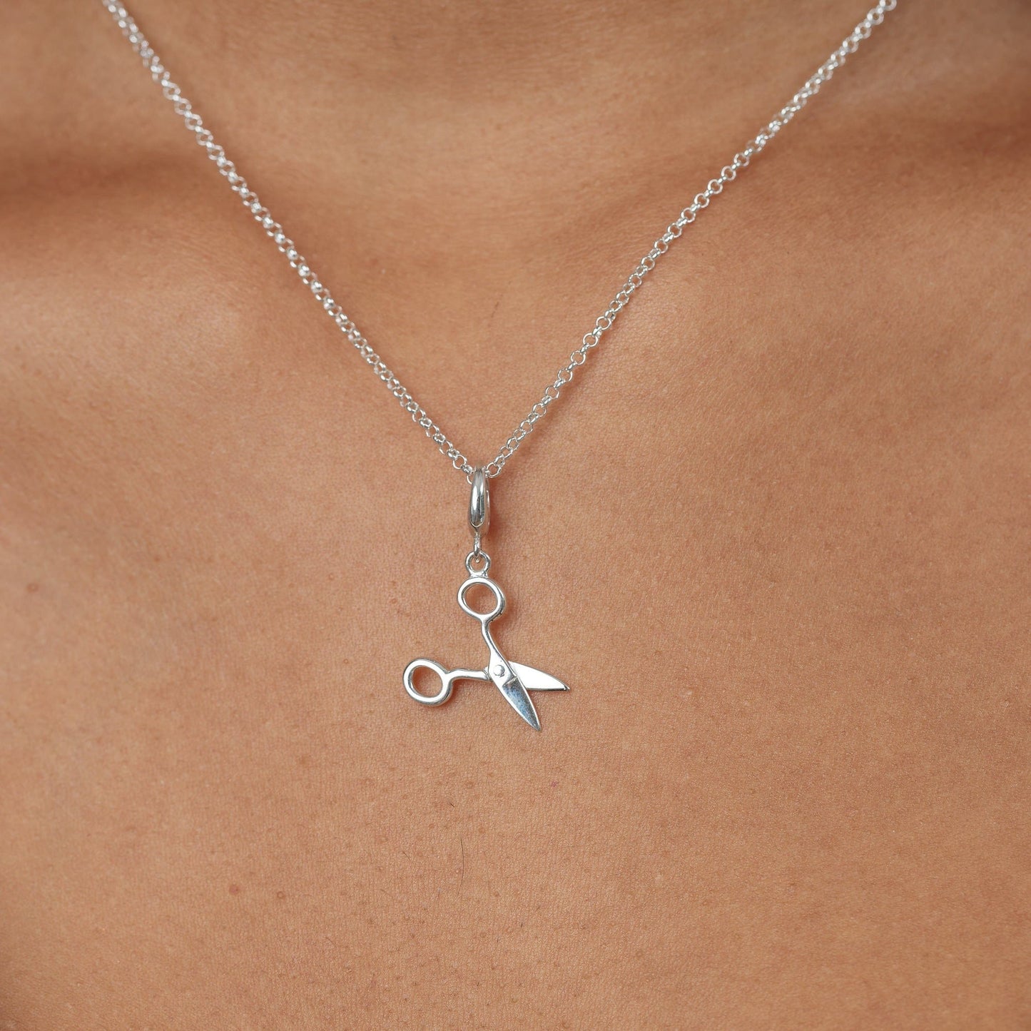 Silver Scissors Charm on Necklace by Lily Charmed