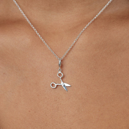 Silver Scissors Charm on Necklace by Lily Charmed