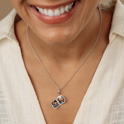 Silver White Heart Locket Charm
