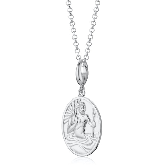 Engraved Silver St Christopher Necklace