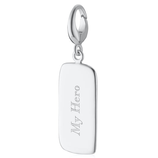Engravable Silver Rectangle Tag Charm