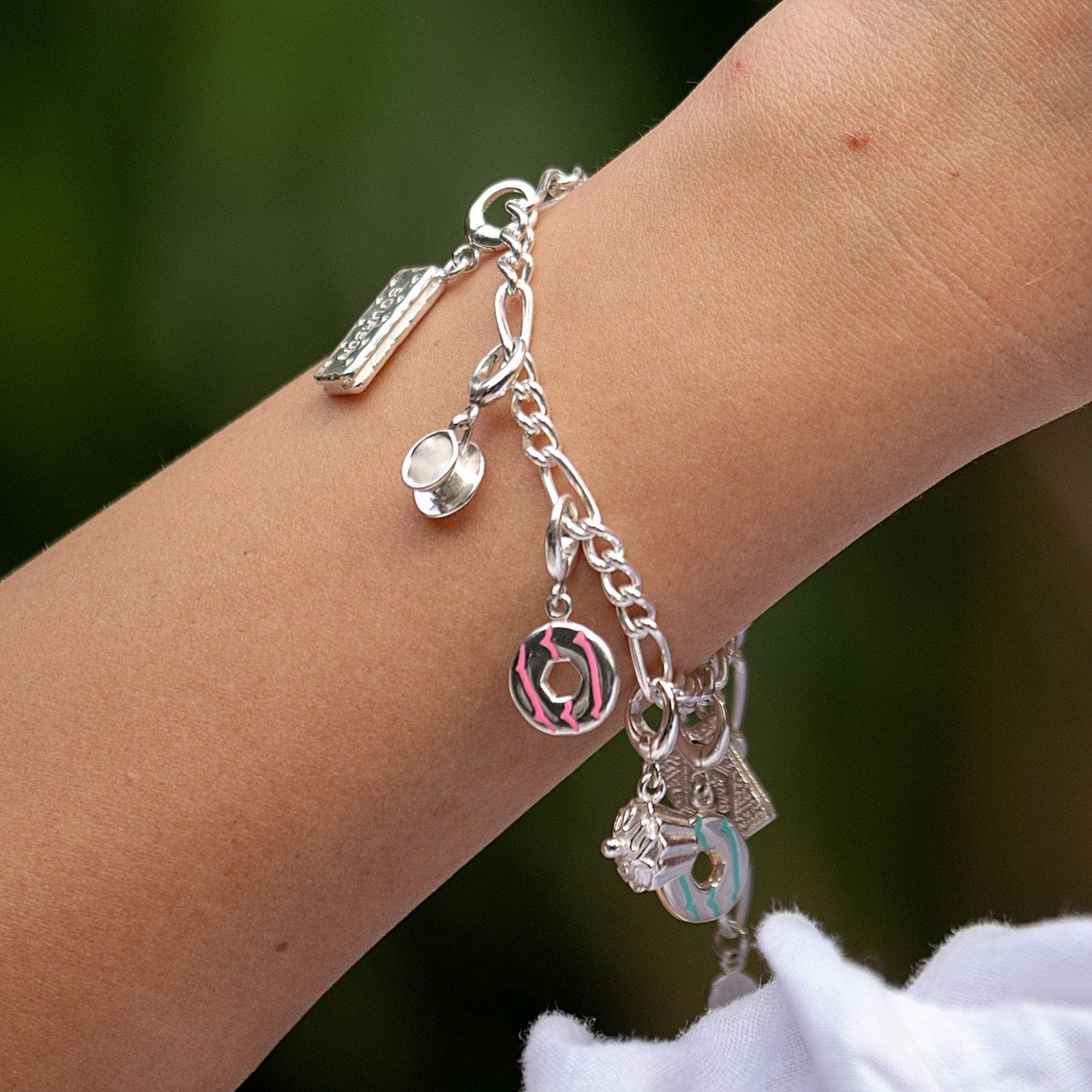 Silver Teacup Charm on Charm Bracelet | Lily Charmed