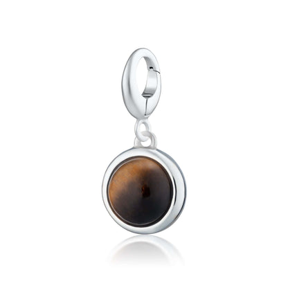 Tigers Eye Courage Healing Stone Charm Front View - Lily Charmed