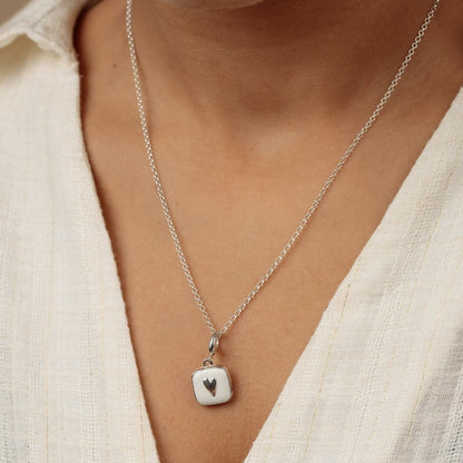 Silver White Heart Locket Charm