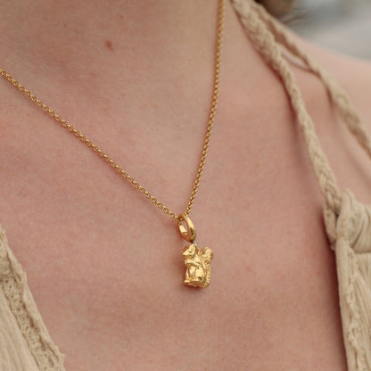 Gold Plated Squirrel Charm on Necklace | Gold Plated Charms by Lily Charmed