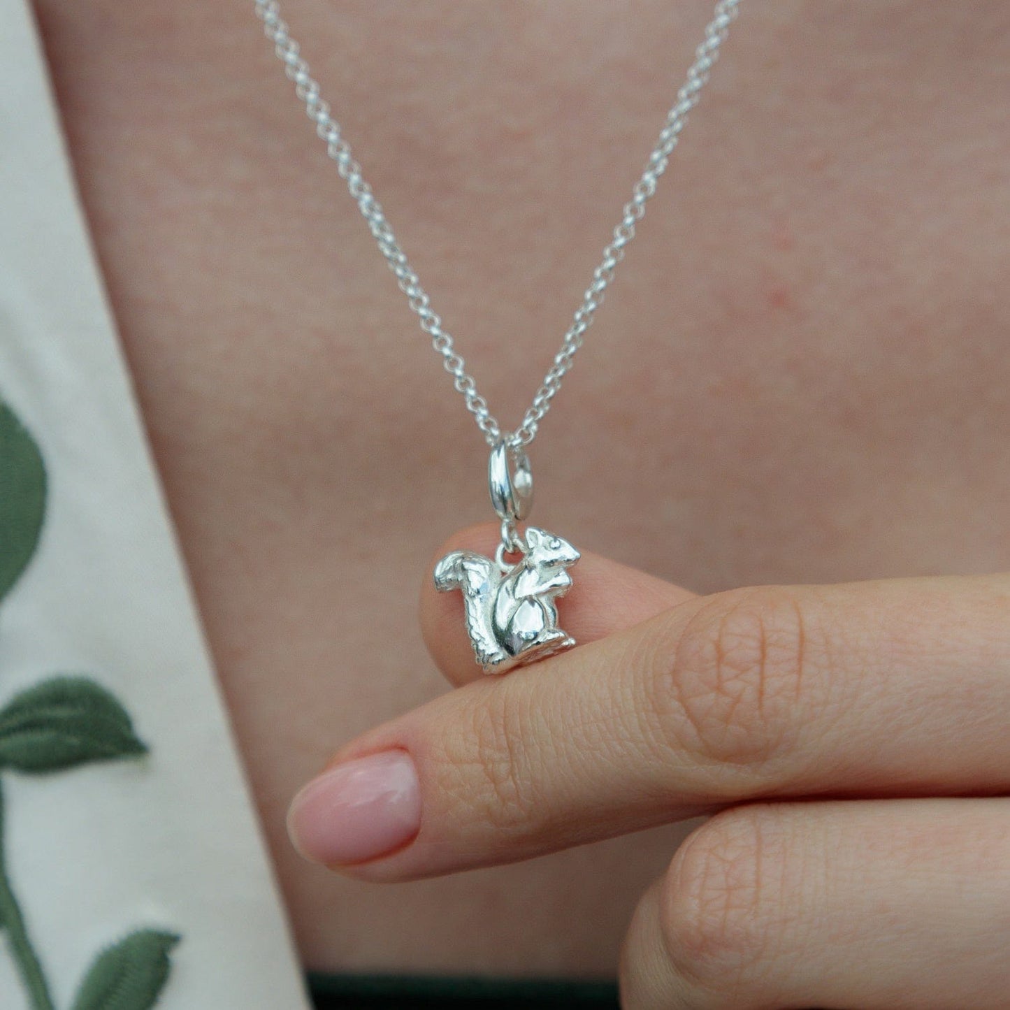 Silver Squirrel Charm on Necklace| Animal Charms by  Lily Charmed