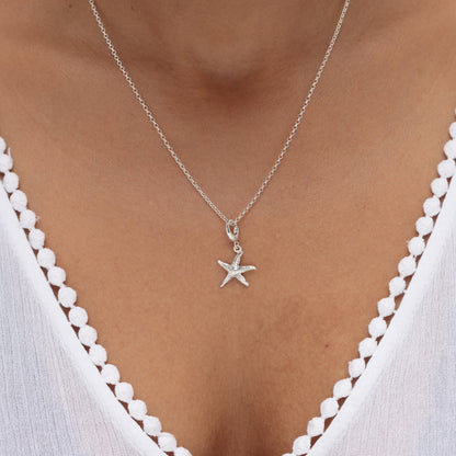 Silver Starfish Charm on Necklace | Silver Ocean Charms by Lily Charmed