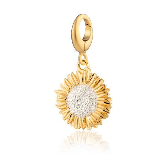 Gold Sunflower Charm Front View / Flower Charms/ Lily Charmed