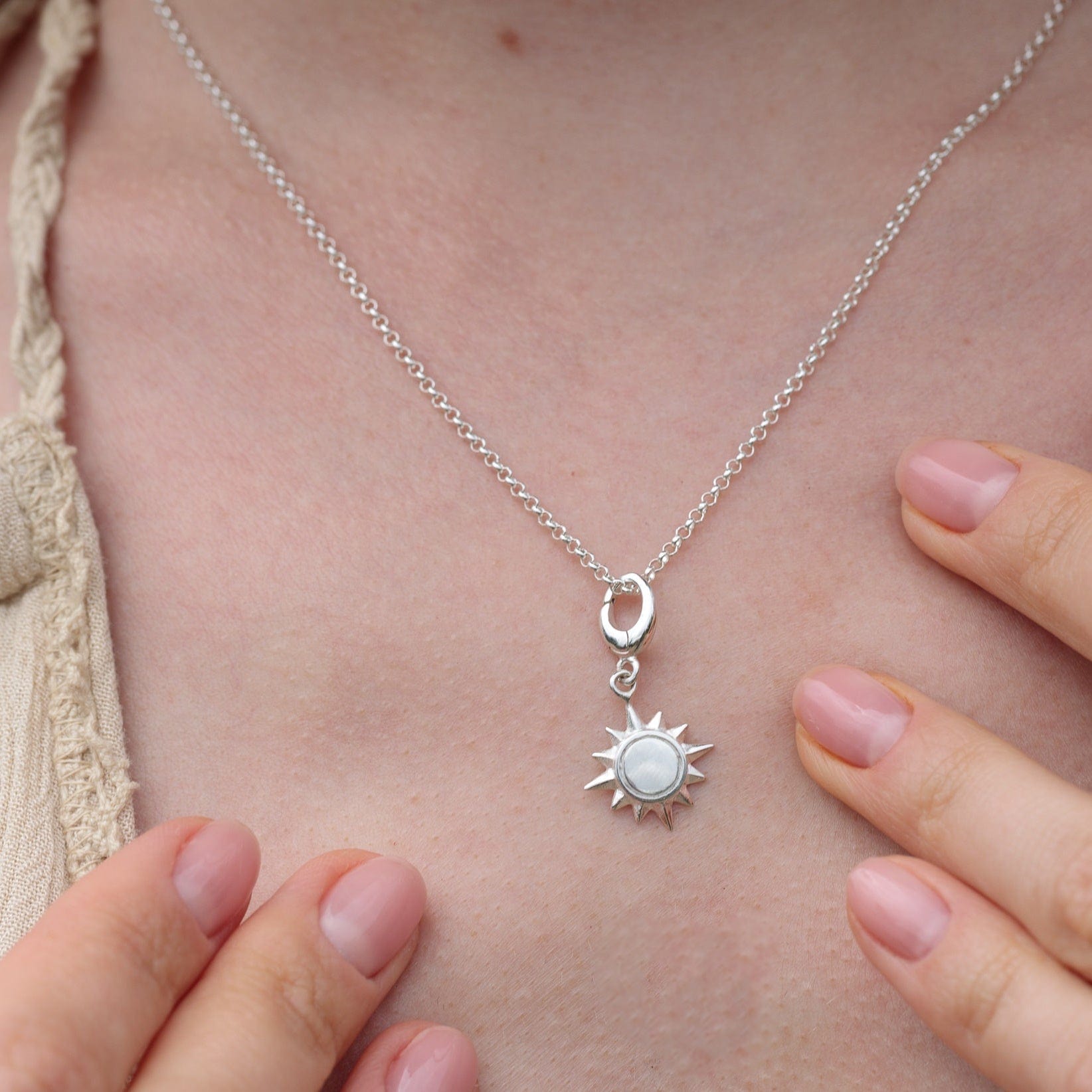 Silver Sunshine Charm on Charm Necklace | Lily Charmed