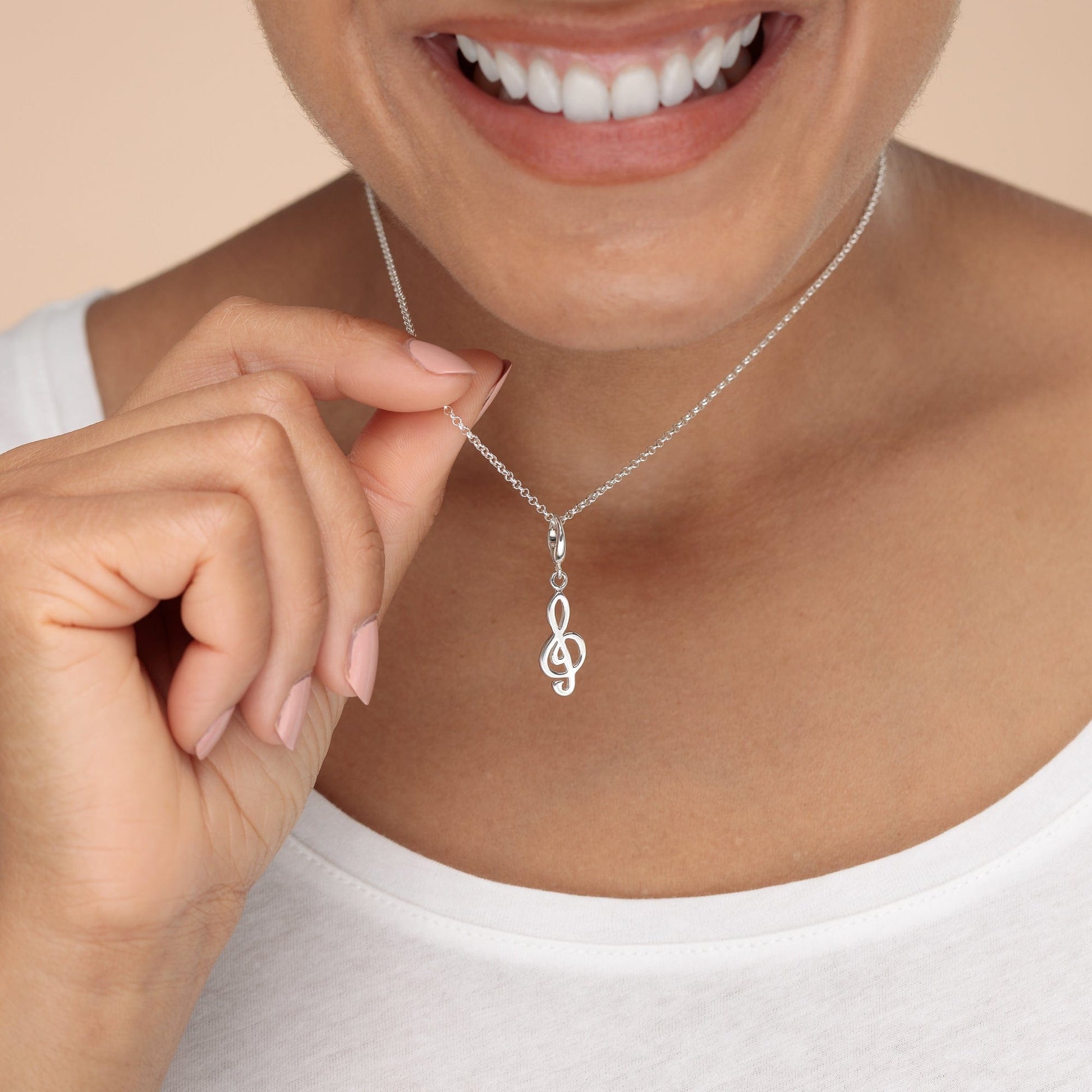 Silver Treble Clef Necklace | Lily Charmed