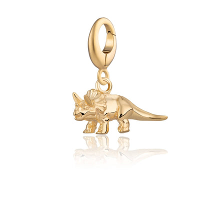 Gold Plated Triceratops Dinosaur Charm - Lily Charmed