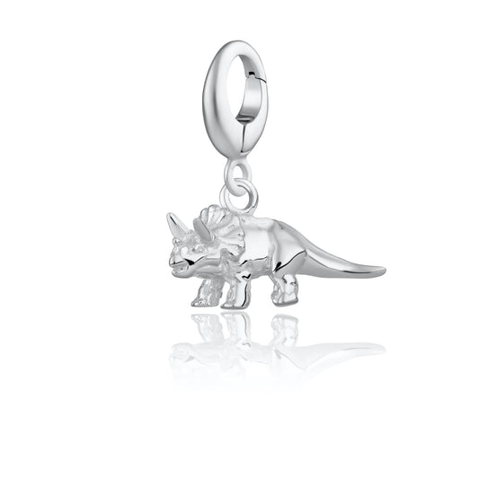 Silver Triceratops Dinosaur Charm - Lily Charmed