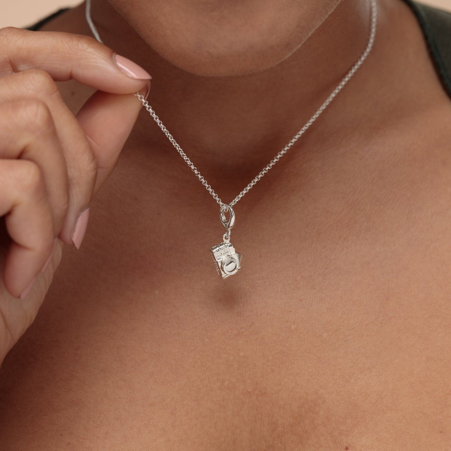 Silver Vintage Camera Charm on Necklace | Lily Charmed