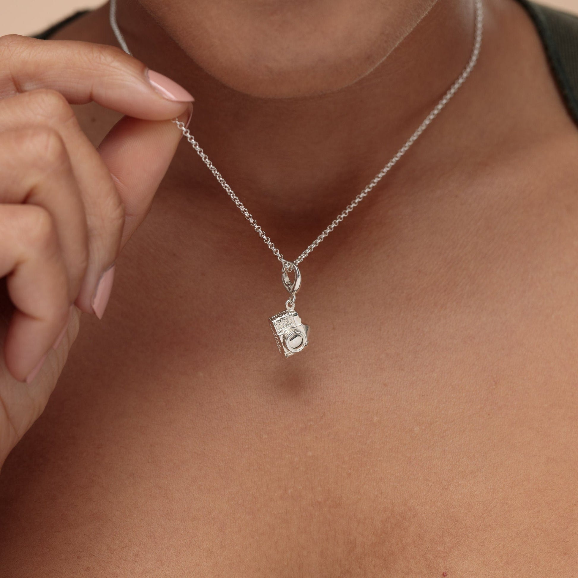 Silver Vintage Camera Charm on Necklace | Lily Charmed
