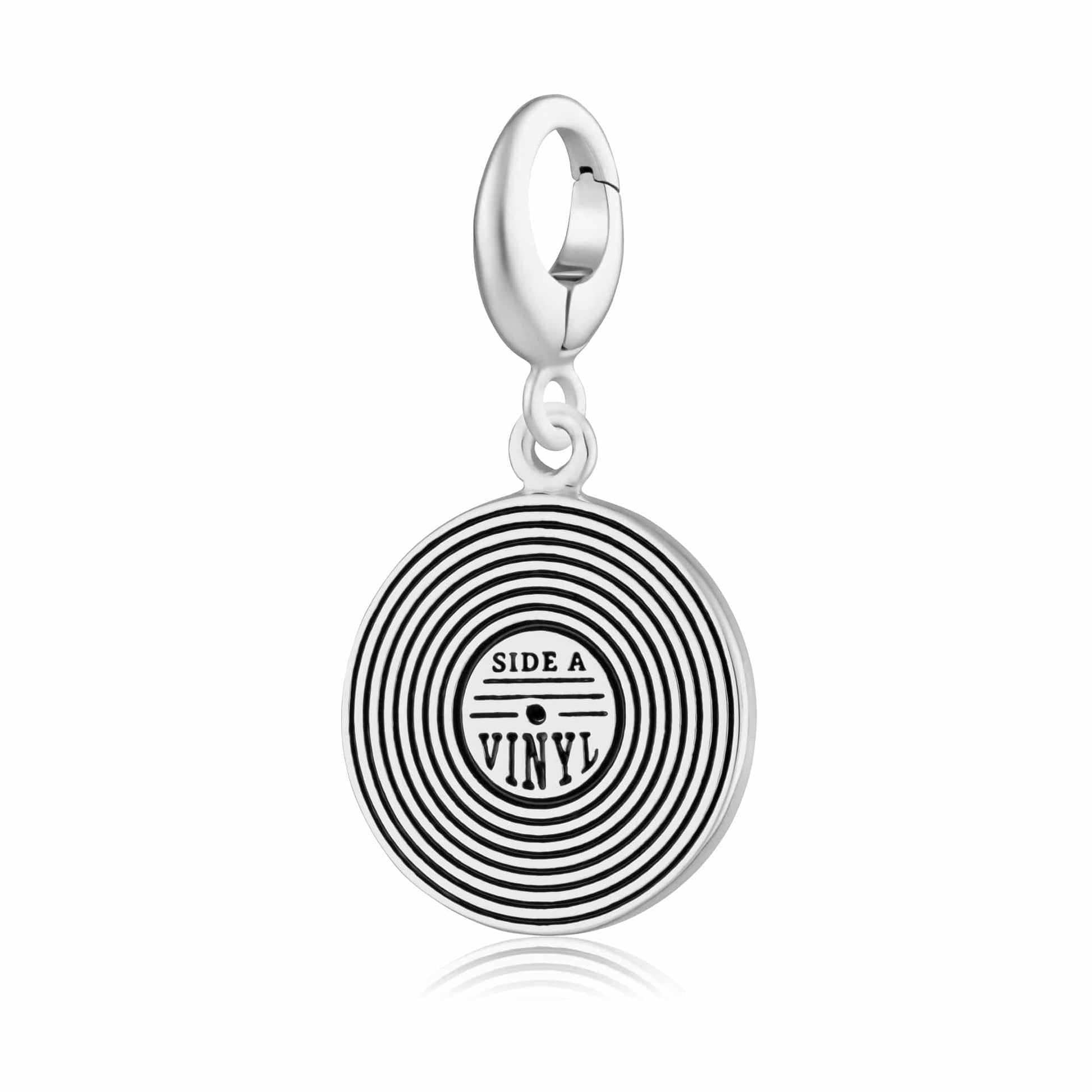 Silver Vinyl Record Charm Side A|Music Themed Charms by Lily Charmed