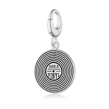 Silver Vinyl Record Charm Side B|Music Themed Charms by Lily Charmed